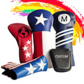 OEM Custom PU Leather Embroidered Printing Wood Putter Headcover 2 Piece Golf Driver Headcover Personalized Golf Accessory