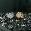 European and American Hip Hop Style Brass Gemstone Ring with Micro-inset Zircon Real Gold Plating