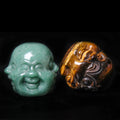 Huiying Green Aventurine 50*47mm Four Face Laughing Buddha Head statue Yellow Tiger Eye Small Buddha Crafts