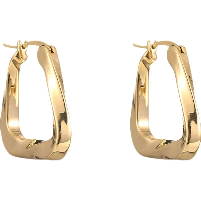 Fashion Geometric Huggie Earrings Women 14K Gold Plated Square Hoop Earrings