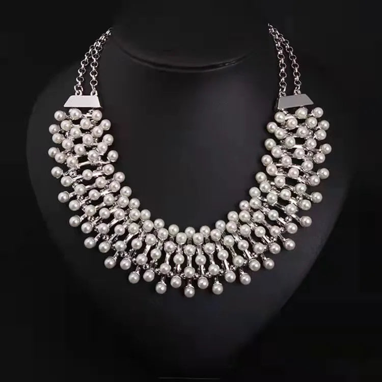 Fashionable Layered Design Pearl Necklace Girl Gift Retro Imitation Pearl Necklace
