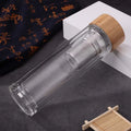 Wholesale Custom Logo Clear Double Wall  High Borosilicate Glass Stainless Tea Infuser Water Bottle