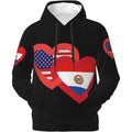 Fitspi Men's Pullover Heavyweight Fleece Hoodie Long Sleeve Casual Sweatshirt 3d Printed Usa Paraguay Flag Hoodies