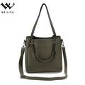 Vintage Fashion Ladies PU Leather Messenger Shoulder Handbag with Zipper Closure and Three Straps for Women