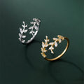 Korean Style Delicate Leaf Open Ring for Women Black Gold Silver Simple Adjustable Cuff Finger Ring Wedding Jewelry Gifts