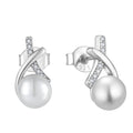 Qingxin CUSTOM OEM Pearl Fine Jewelry Luxury Classic Geometric CE Certified 925 Sterling Silver Plated Diamond Drop Stud Earring
