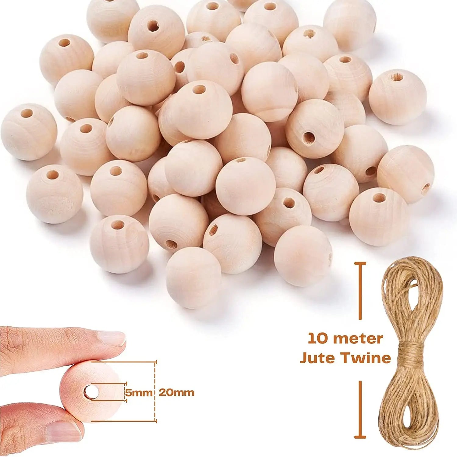 Wooden Beads Natural Unfinished Wood Beads for Crafts 13 Sizes Beads for Jewelry Making Garland Home Farmhouse Decor and DIY