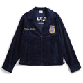 Wholesale Vintage 60s Detroit Navy Blue Cropped Retro Lightweight Letter Pattern Ffa Cotton Corduroy Bomber Jacket for Men