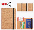 Custom Logo Cork RFID Blocking Passport Holder - IC Card Slots & Luggage Tag Eco-Friendly Printed Cork Passport Cover for Travel