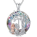 AA016380 Two Sisters on Swing Hollow Pendant Necklace for Daily Life