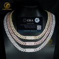 Hip Hop Jewelry 2rows 6mm 8mm  VVS Moissanite Diamond Cuban Link Chain 925 Silver Moissanite Necklace