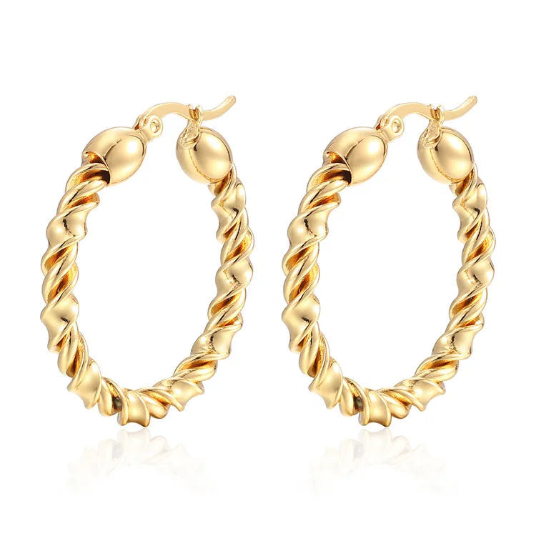 Wholesale Stainless Steel Twist Hoop 35mm Gold Earrings Jewelry for Women China Manufacturer Factory Supplier