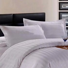 Queen Size Luxury Cotton Fitted Bed Sheet Hotel Bedsheet 3cm Stripe Queen