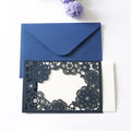 Customized Dark Blue Laser Cut Wedding Invitations Single Pocket Cards With Envelopes Personalized Party Invitation Card