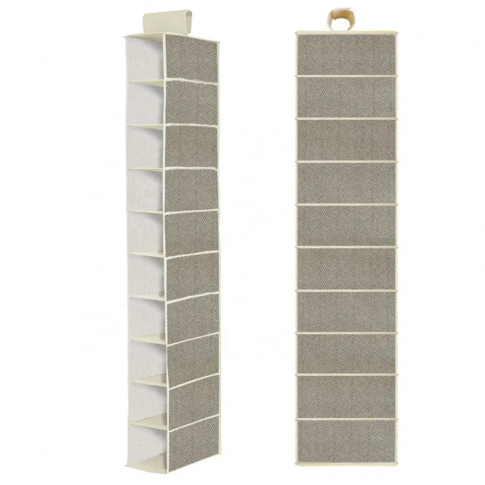 Custom Logo Non Woven Fabric 10 Shelf Foldable Hanging Organizer Hanging Closet Storage Bag for Clothing Shoes