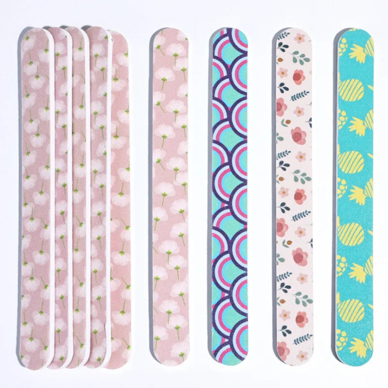 180/180 Printing Nail File Nail Polish Rub Strip Manicure Tool Double-sided Printing Flower Nail File