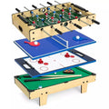 Parent-Child Interactive 4-in-1 Multi-Function Game Table - Tabletop Billiards Air Hockey Tennis & Football Set MegaBDM