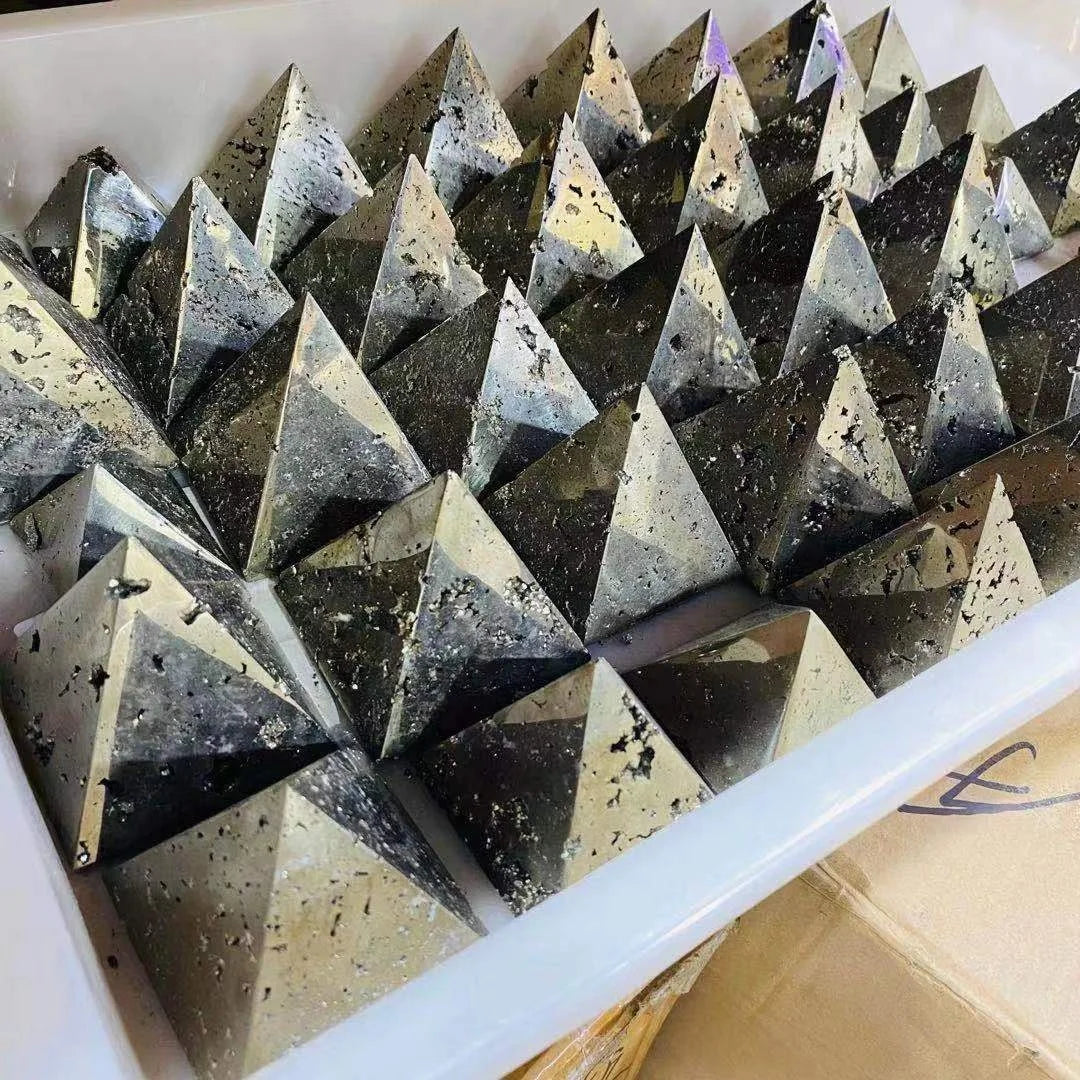 Wholesale Natural High Quality Crystal Pyramid Healing Reiki Pyrite Pyramid for Decoration