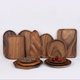 Solid Walnut Wooden Utensils Tray Dishes and Plates Collection