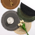 Round Tassel Placemat for Dinning Table Decor Vintage Heat Insulation Mats Non-Slip Dinner Plate Mat for Coasters Restaurant