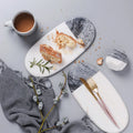 Nordic Style Arabic Oval Shape Stone Marble Cutting and Chopping Board Indian Placemat Snack BBQ Serving Gift Tray for Wedding