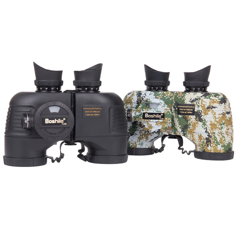 Boshile 7x50 Waterproof Fogproof Binoculars with Internal Rangefinder & Compass Bak4 Prism FMC Coating 2000m Range