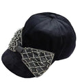 Women Fashion Black Velvet Rhinestone Fitted Hat Peaked Brim Baseball Gorras Trucker Caps Golf Tennies Dad Furry Trucker Hats