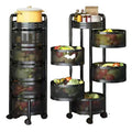 Kitchen Stainless Steel Rotating Shelf 360 Degree Baskets Fruit Vegetable Storage Rack Floor Multi-function Bathroom Living Room