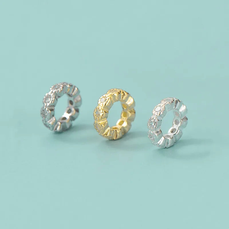 High Grade S925 Sterling Silver Rondelle Gold Plated Spacer Beads Charms for Jewelry Making