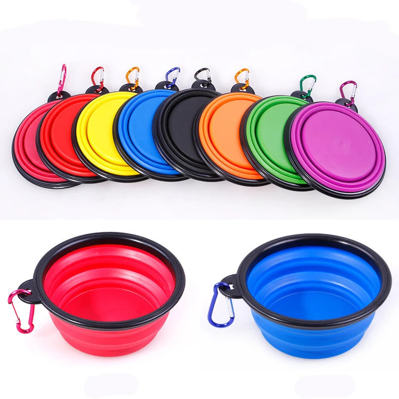 Manufacture Customize logo Portable Foldable Dog Bowl Food Water Feeding Silicone TPE Collapsible Pet Bowl