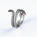 Antique Siver Color Fashion Stainless Steel Punk Retro Animal Design Snake Ring Adjustable Exquisite Finger Ring for Man Women