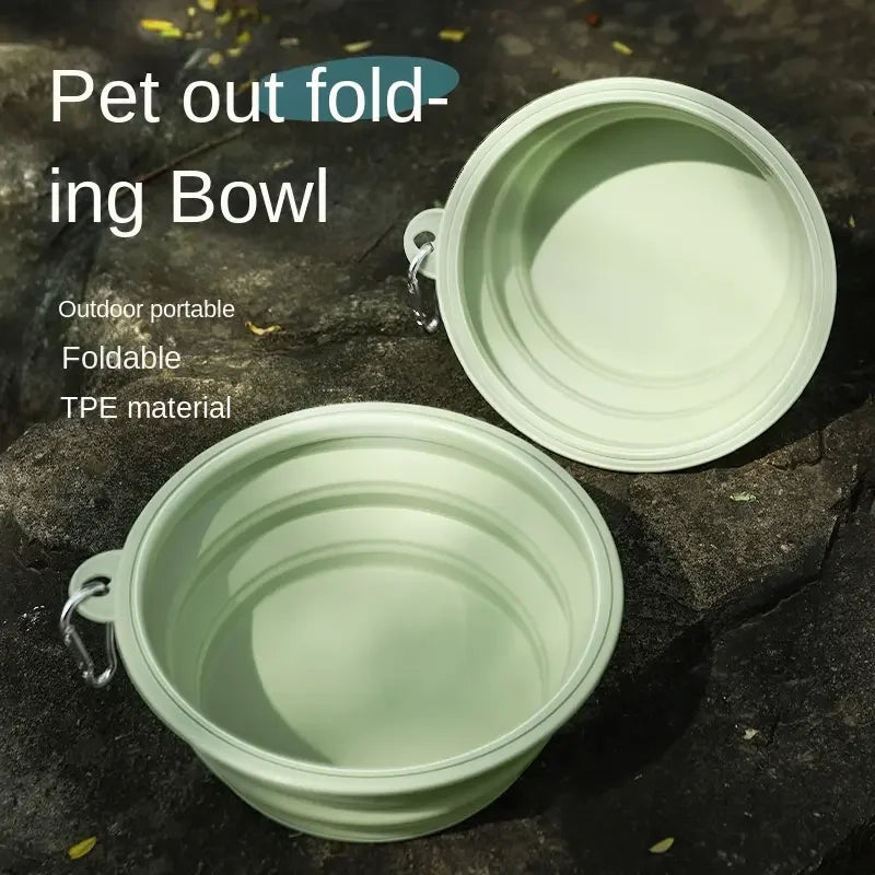 Pet Dog Folding Bowl Outdoor Drinking Bowl Drinking Silicone Dog Food Bowl