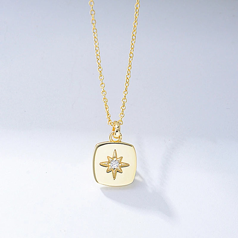 Plated Charm Pendant Gold 925 Sterling Silver Plated Star Necklace Accessories Necklaces Trendy Women's Bubble Wrap+opp Bag