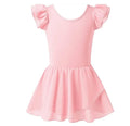 Ballet Pink Dance Leotards Ruffle Sleeves Ballet Tutu Dresses Performance Dance Wear for Girls