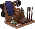 JUNJI Folk Art Style Wooden Phone and Wallet Holder Polished Pine Board Smart Organize Holder