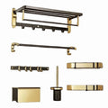 Aluminum Folding Storage Rack Hardware Accessories Set Black and Gold Towel Rack Shelf Bathroom Hardware Set