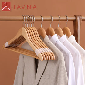 Solid Wood Hanger Household Non-slip Rubber Sleeve Seamless Drying Clothes Rack Suit Wooden Hangers for Sale