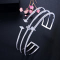 Luxury Designer Women Engagement Wedding Bracelet Jewelry CZ Zirconia Pave Big Wide Women Open Cuff Wrist Bangle Accessories