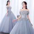 Word Shoulder 2024 New Long Host Vocal Music Test Grey Evening Solo Performance Dress Pondy Skirt