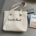 Fashionable Simple Large Capacity Open Zipper Storage Cloth Bag Women's Letter-Design Single Shoulder Student Shopping Bag