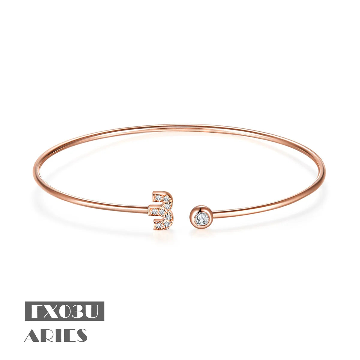 FX03 Aries Sign Abiding Jewelry Factory Price 925 Sterling Silver Moissanite Diamond Gold Plated Adjustable 12 Zodiac Bangle