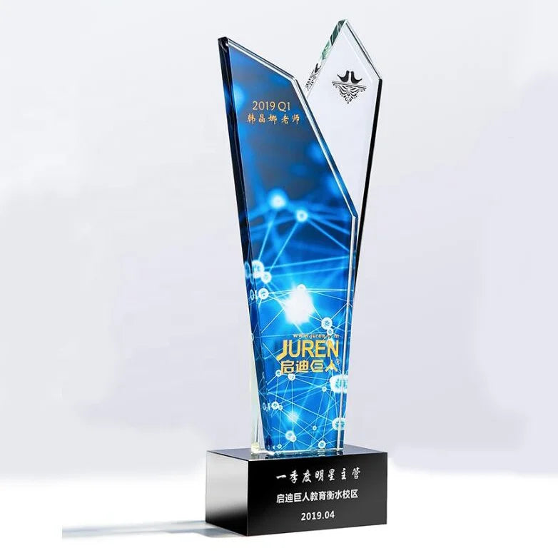 Wholesale Customized Sublimation Crystal Glass Trophy Sport Award Honor Medal Business Souvenir Crystal Trophy Cup Award MegaBDM