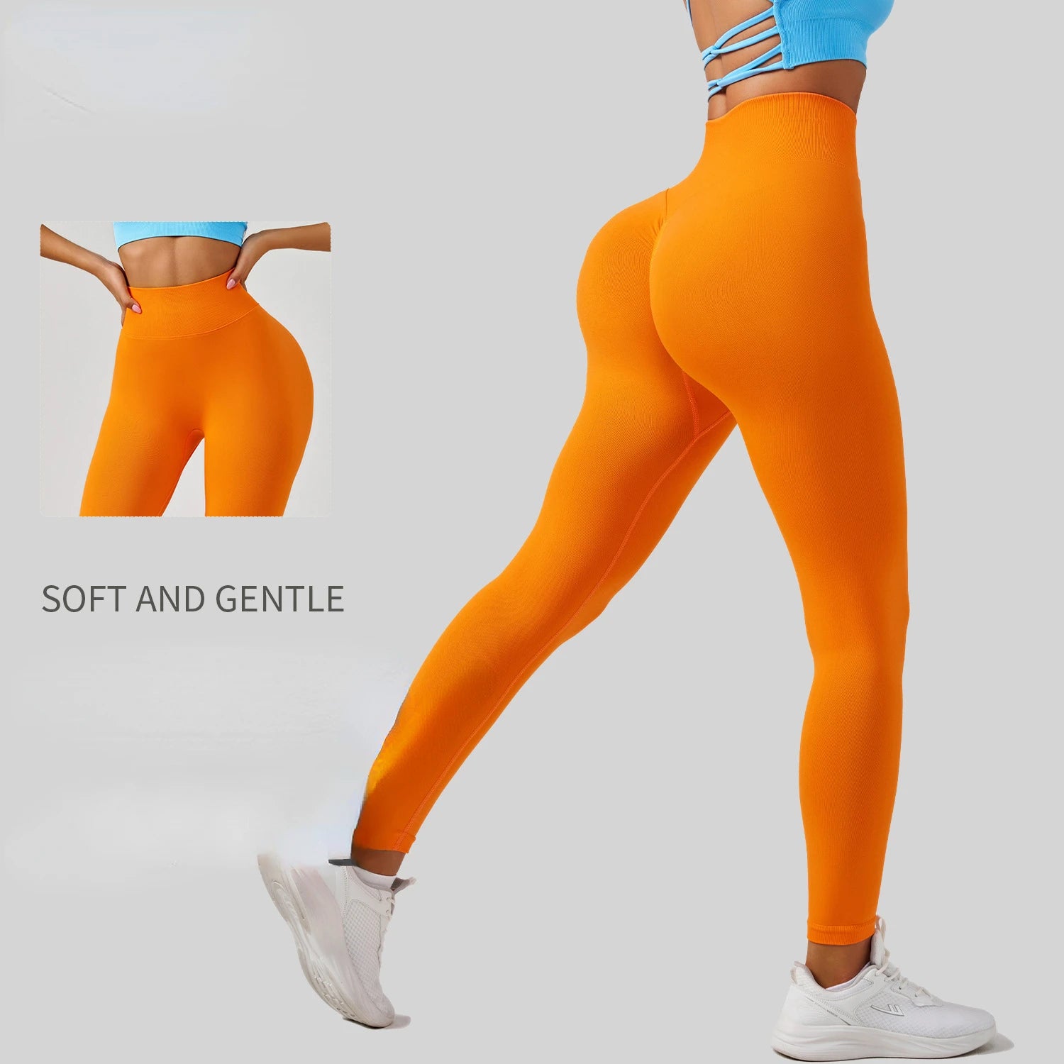 Women's Seamless High Waist Gym Yoga Pants Butt Lifting Tummy Control Yoga Leggings with Elastic Waist Closure Solid Pattern