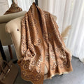 Retro Cashew Print Scarf Women's Autumn and Winter Warmth Thickened Double-sided Polyester Shawl New Large Size Shawl