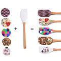 Customized Pattern Printing Durable Eco-Friendly Non-Stick Heat-Resistant Silicone Spatulas Wood Hand Grip Christmas Gift for