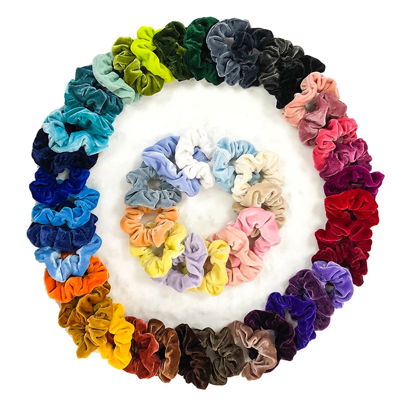 Solid Color Sporty Designer Velvet Elastic Hair Scrunchies for Girls and Women Fabric Accessories