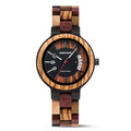 Fancy Calendar Personalized Style Luxury Handmade Wood Handmade Wood Wristwatch for Woman Ladies