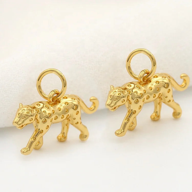 Fashion Jewelry Accessories 14K Gold Plated Animal Leopard Charm Necklace Bracelet Earring Making Pendant