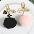 New Fashion Faux Fur Hairball Key Chain Four Leaf Clover Pendant Key Ring Soft  Fluffy Bag Car Key Chain Pendant