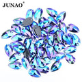 JUNAO Top Quality 7*12mm Resin Stones Bulk Rose Gold AB Flatback Drop Resin Rhinestones for Dress Decoration